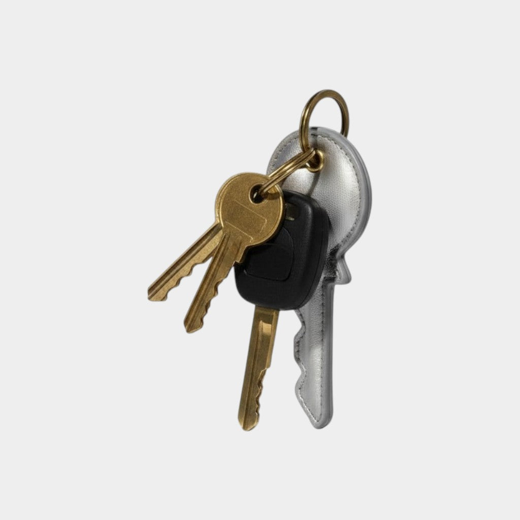 PORTE-CLÉS « KEY » CUIR ARGENT