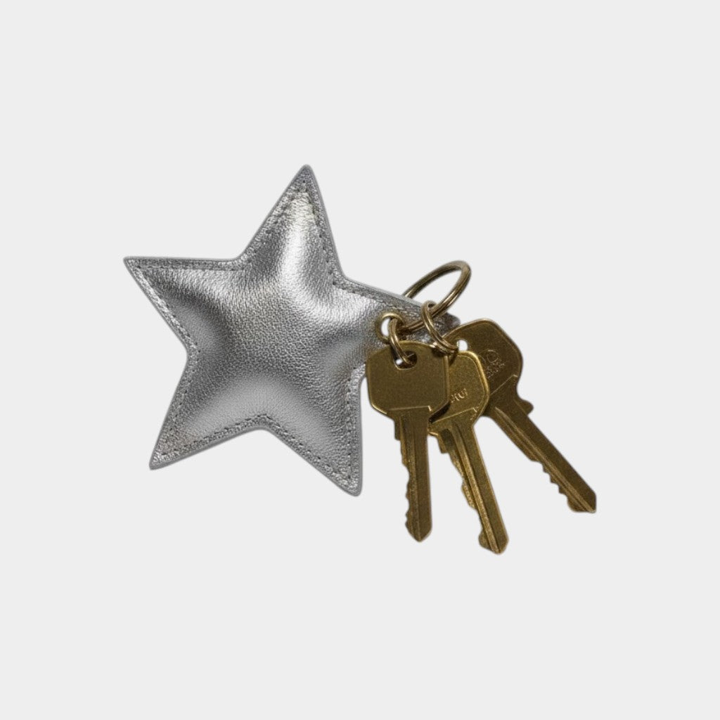 PORTE-CLÉS STAR CUIR ARGENT