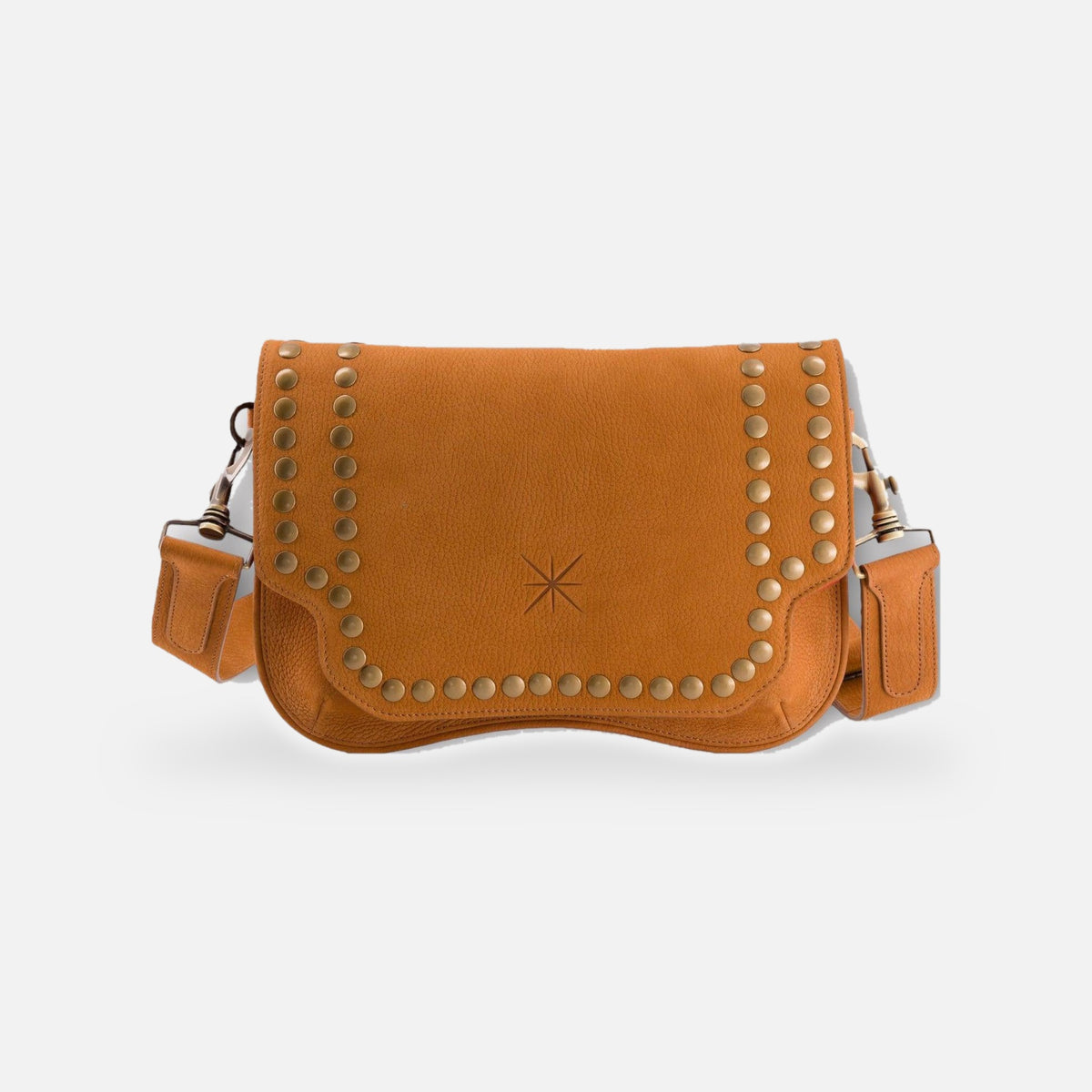 Sac baby sidia nubuck camel, autre vue sur fond gris clair