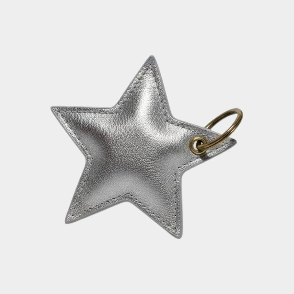 PORTE-CLÉS STAR CUIR ARGENT