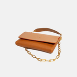 CEINTURE POCHETTE  GEMMA CUIR CAMEL - BANDOULIÈRE CHAINE OR