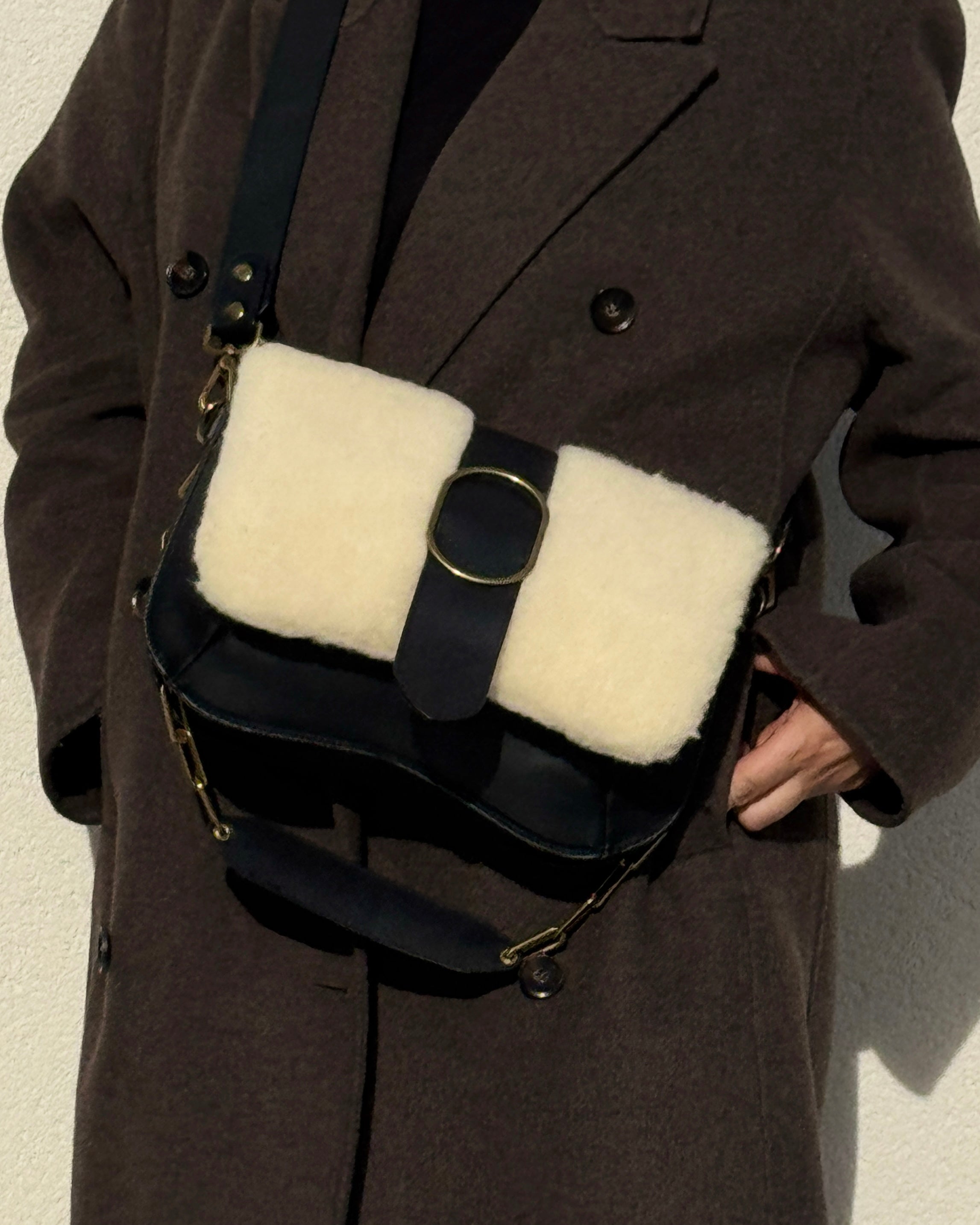 SAC BABY DOUBLE THARA MOUTON NOIR