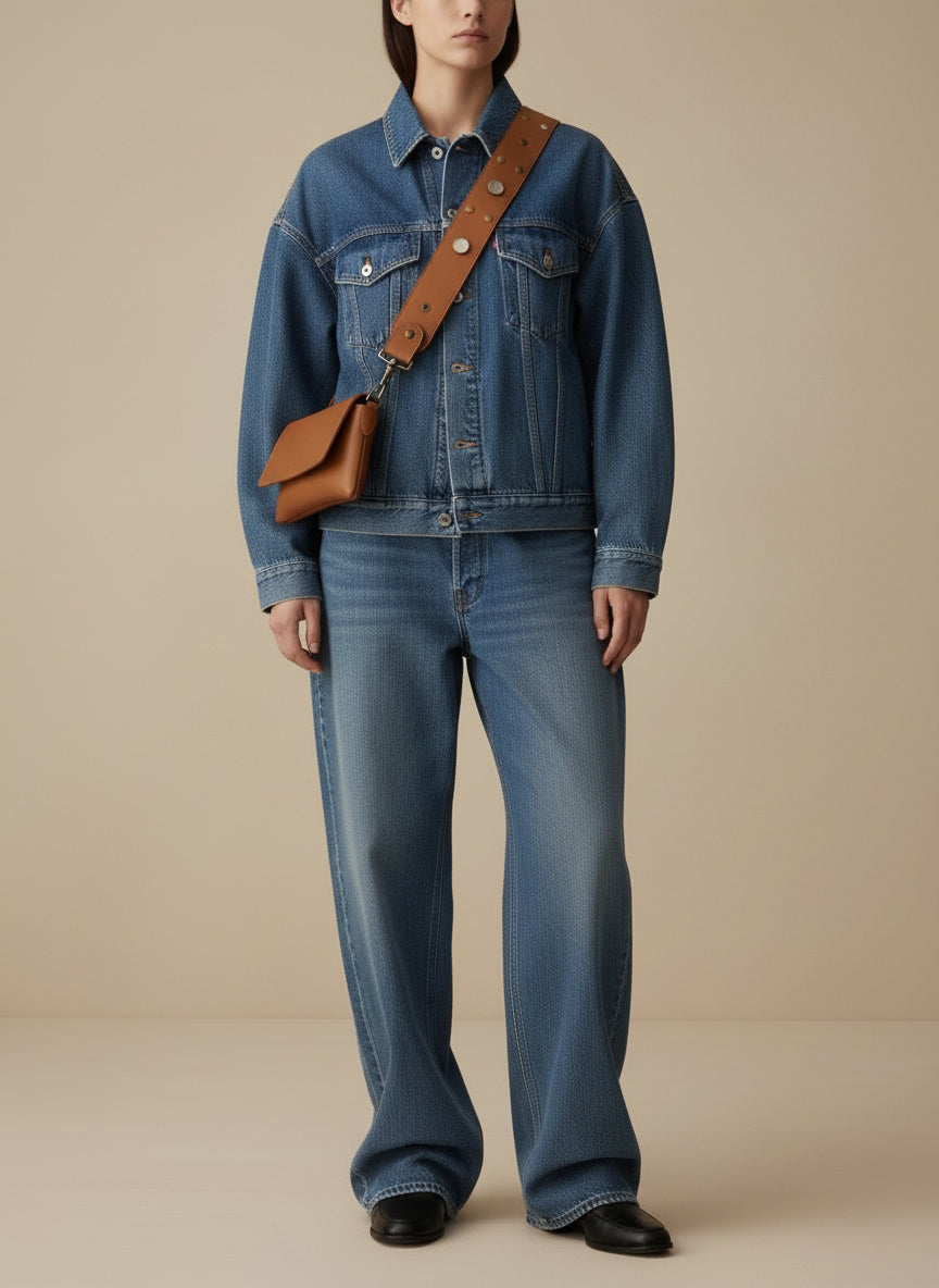 BANDOULIÈRE LARGE CLOUTÉE CUIR CAMEL