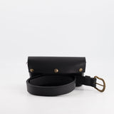 SAC POCHETTE GEMMA CUIR NOIR - BANDOULIÈRE CHAINE OR